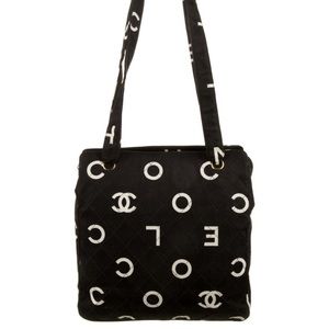 Chanel Vintage Logo Canvas Tote
